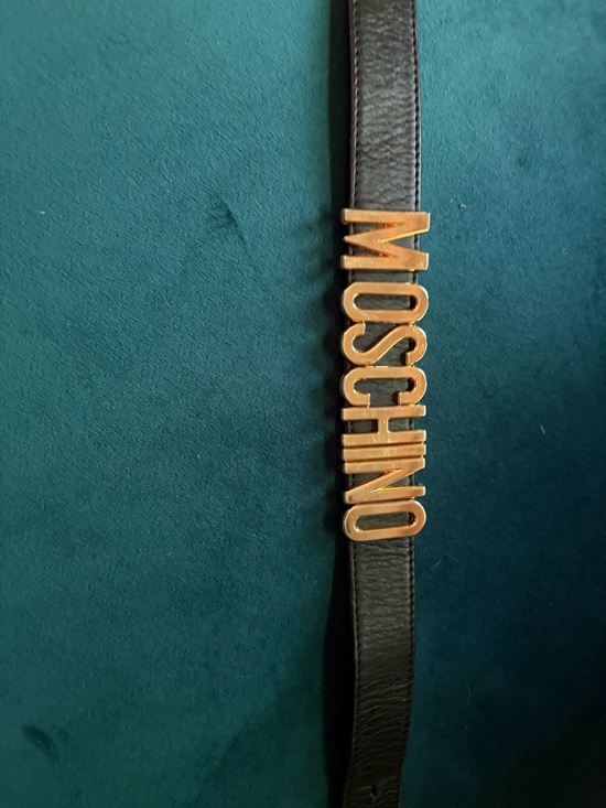 Moschino Accessories - Moschino Black Leather Belt with Gold Logo Letters
